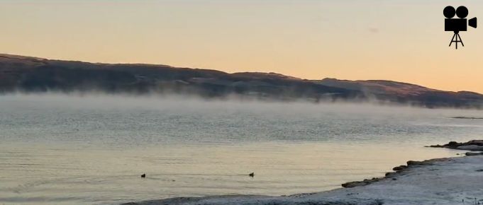 On the road back to Craignure -5c outside but the sea is much warmer